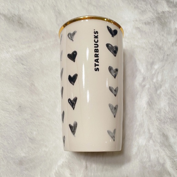 *SOLD* Starbucks Black Heart Ceramic Tumbler - Picture 2 of 4
